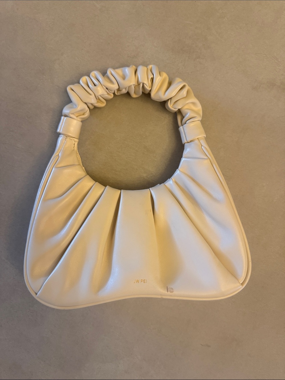 JW PEI Cream Ruched-Top Shoulder Bag